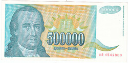 Jugoszlávia 500000 dínár 1993 AUNC