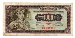 1,000 Dinars 1955 Yugoslavia