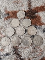 Silver HUF 200 coins, 10 pieces in one
