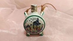 Zsolnay old porcelain water bottle with a folk motif.