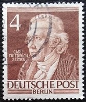 Bb91p / Germany - Berlin 1952 famous Berliners i. Stamp line 4 pf. Its value is sealed