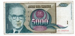 5,000 Dinars 1992 Yugoslavia
