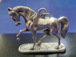Antique silver horse figure pocket watch ticking