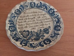 Old wall plate with Romanian household blessing