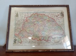 Old political map of Great Hungary framed