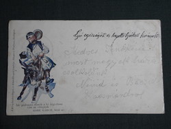 Képeslap,Postcard, Göre gábor kiadás,artist,grafikai,humor,pásztor,csikós,szamár, népviselet , 1900