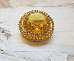 Antique gold-plated yellow stone brooch