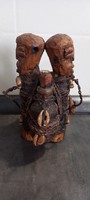 Yaka törzs afrikai fa iker fétis figurák, gyógyszeres üvegek, Kongó, Afrika