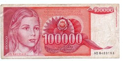 100,000 Dinars 1989 Yugoslavia