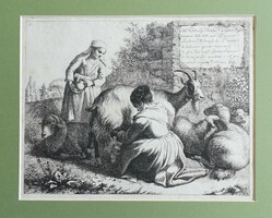 Francesco Londonio(1723-1783): Pásztor jelenet. Datált: 1763. Ritka!