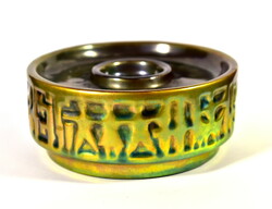 Zsolnay eozin shield-stamped modern candle holder with circular scene