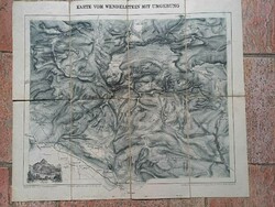 Cca 1890 Wendelstein és környéke litografált térkép  vászonra kasírozva