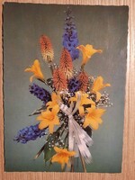 Virágcsokor - retro képeslap - postatiszta