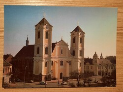Gyöngyös Szent Bertalan templom - retro képeslap - postatiszta