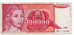 100,000 Dinars 1989 Yugoslavia