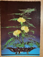 Virágok - retro képeslap - postatiszta