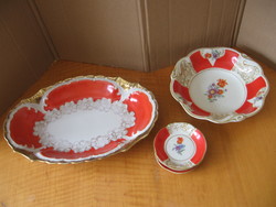 Antique red white gold bowls oscar schlegelmilch and r s tillowitz