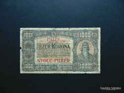1000 Korona 1923 b 72 8-filer overstamp !