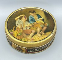 Old round Weiss Manfred Globus candied fruit metal box 1930