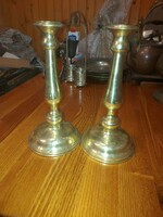 Marked pair of copper candle holders, size and weight indicated!
