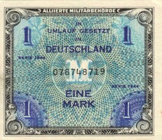 1 Mark 1944 Germany military military 9-digit serial number 2. Unfolded