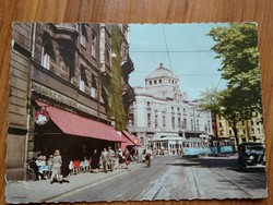 Sweden, Stockholm, the theater in the background, tram, 1950s