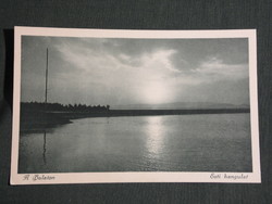 Képeslap,Postcard, Balaton, Esti hangulat, látkép, naplemente,1927
