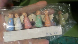 6 pcs approx. 4 cm, retro, wooden angel, Christmas decoration, in original packaging.