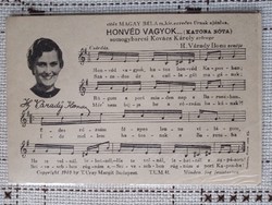 Horthy military note, postcard with sheet music