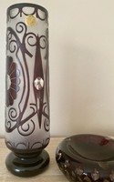 Dorohoi footed burgundy hand-cut crystal vase