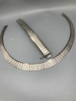 Csodaszép !925-ös  ezüst, Kleopátra stílusú csiszolt nyakék , aranyozott 925 ezüst+ merev karkötője