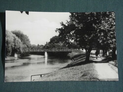 Képeslap,Postcard, Körmend, Rába part sétány, látkép híd,1961