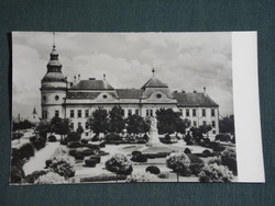 Postcard, szentes, town hall, council house, heroes' square, monument, park, 1950-60