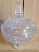 Old pedestal crystal bonbonier with roof