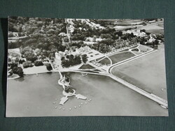 Képeslap,Postcard, Keszthely, móló,kikötő látkép madártávlatból,1967