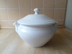 Old white porcelain bowl with lid 17 cm