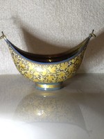 Beautiful fire enamel leaf pattern copper fruit sugar bowl holder tray centerpiece