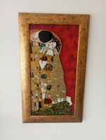 Gustav Klimt kiss fire enamel picture