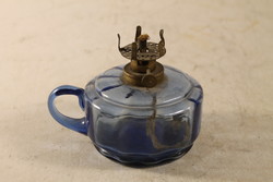 Antique ribbed blue glass nursing kerosene lamp 566