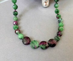 Ruby zoisite faceted necklace