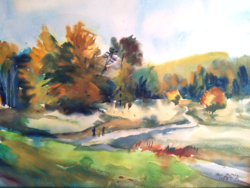 Tar zoltan - mountain meadow - gouache painting