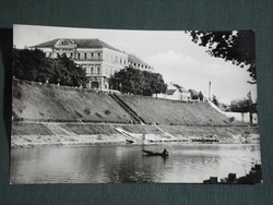 Képeslap,Postcard, Baja, Sugovica part, Béke szálló,1960