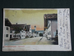 Postcard, litho, Germany, Oberammergau untermarkt, lower market square, 1900