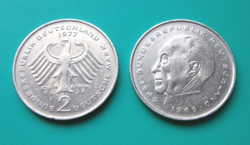Germany - 2 brands - 1977 & 1980 “f” - 2 pieces - with straight and inverted edge lettering