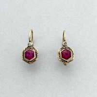 14K old gold earrings with rubies