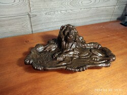 Art Nouveau lion inkstand