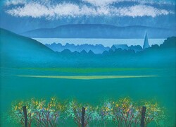 László Óvár (1926 - 1988) Balaton landscape c. Oil painting with original guarantee!