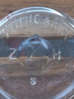 Antik befőttes konyha/spajz eszköz: Tokod jelzésű vastag üvegfalu, "Hungaria" befőttes üveg