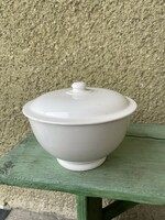 Granite white rare bowl with a white lid, a soup bowl with scones, a piece of nostalgia