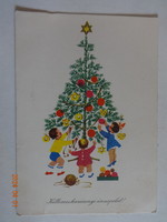 Régi grafikus karácsonyi képeslap - B. Lazetzky Stella rajz